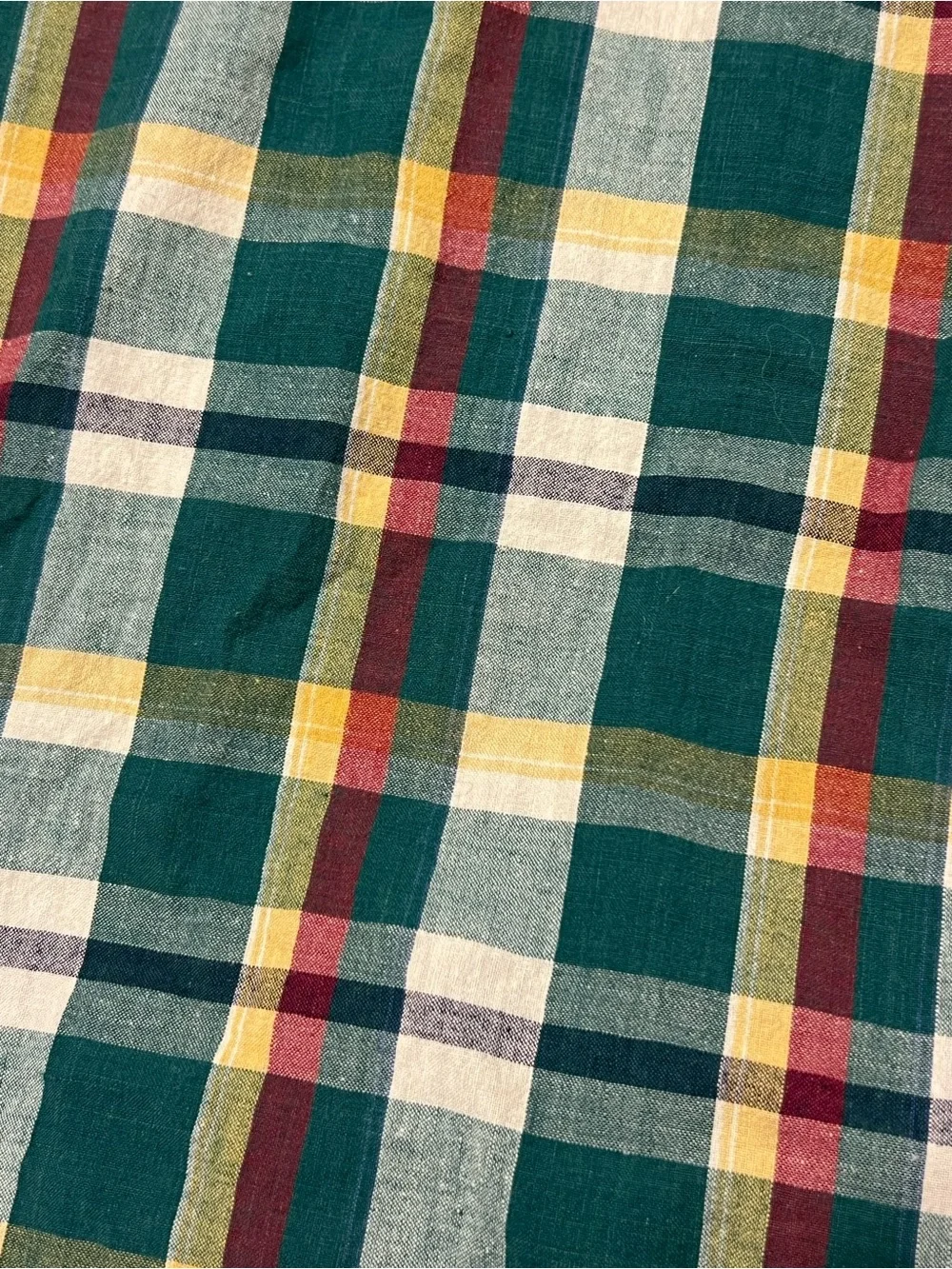 Izod Green Plaid Short-Sleeve Button-Down Shirt large